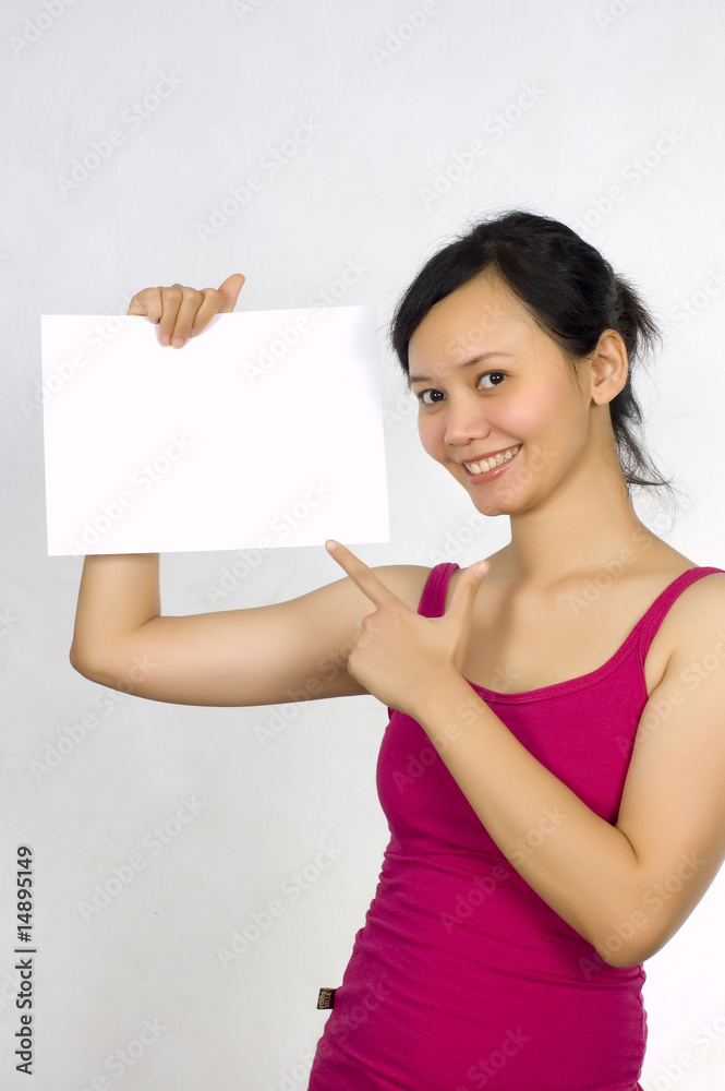 Beautiful Model Holding Blank Sign, You Could Place Your Adverti Beautiful Model Holding Blank Sign, You Could Place Your Adverti