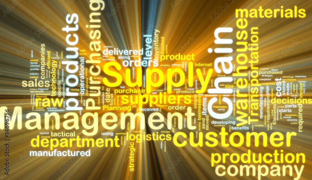 Supply Chain Management Wordcloud Glowing Stock Illustration Adobe Stock