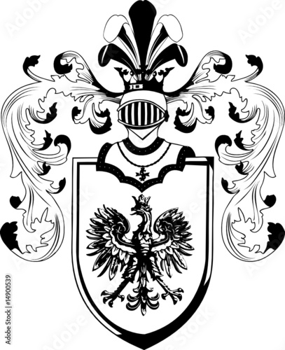 ornate heraldic shields illustration on white background
