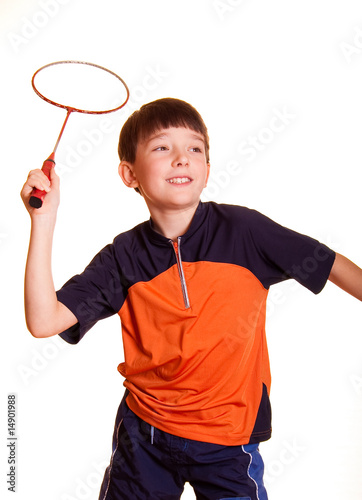 boy playing badminton