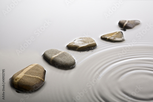 Canvas Print weg aus steinen durch wasser