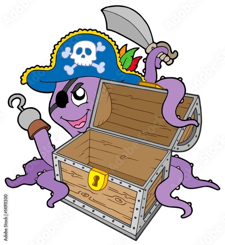 Pirate octopus with chest