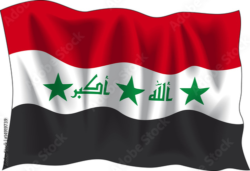 Waving flag of Iraq isolated on white