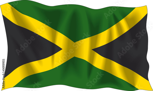 Waving flag of Jamaica isolated on white