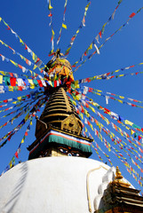 Handdoek met foto Nepal Boudhanath stupa onder blauwe lucht  © dzain