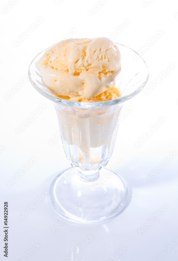 Vanilla ice cream in glass parfait cup
