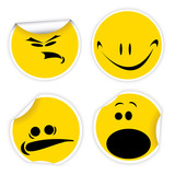Set of yellow labels with smiles