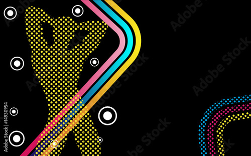 Music Funky Retro Boy Silhouette with Dots
