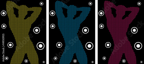 Music Funky Retro Boy Silhouette with Dots