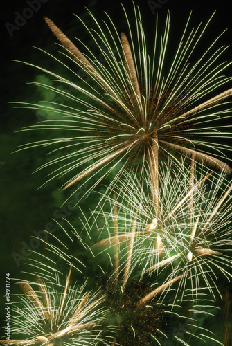 Green & white explosion of fireworks