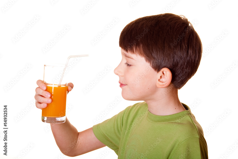 Smiling boy with a glass of juice Smiling boy with a glass of juice