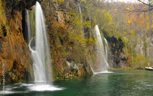 Pond and waterfalls in lush vegetation