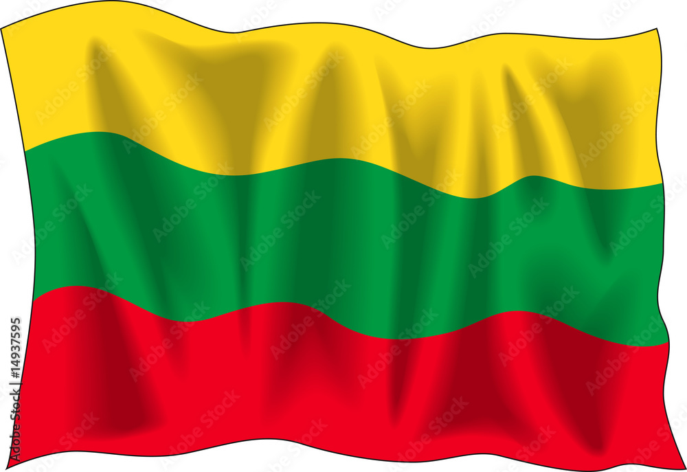 Fototapeta premium Waving flag of Lithuania isolated on white