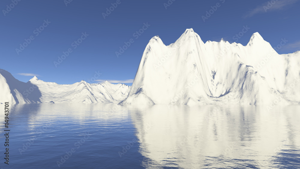 Fototapeta premium snow mountain and water