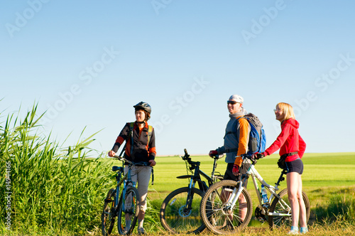 cyclists relax biking outdoors