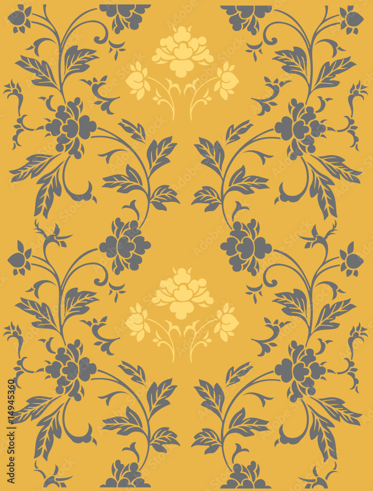 Fototapeta premium Seamless vector ornamental floral pattern