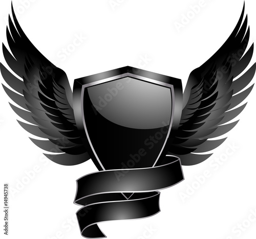 black shield and wings