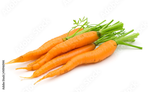 bio fresh carrots on white background