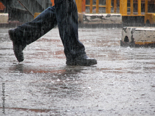 Walking under the rain