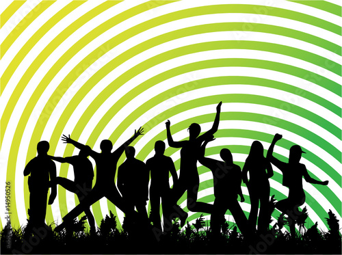 Illustration of people jumping