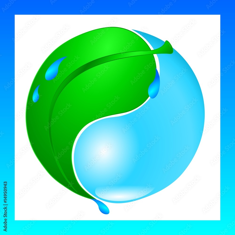Ecology water drop and green leaf yin yang symbol Stock Vector | Adobe Stock