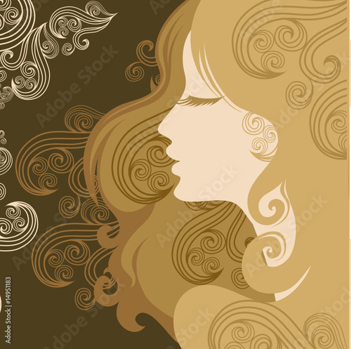 Closeup decorative vintage woman with beautiful hair
