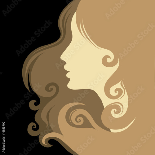 Closeup decorative vintage woman with beautiful hair