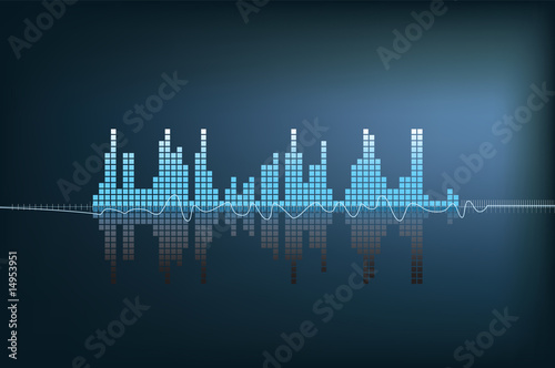 modern illustration of a blue soundwave with reflection