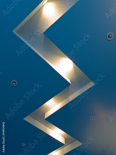 Blue ceiling with lamps