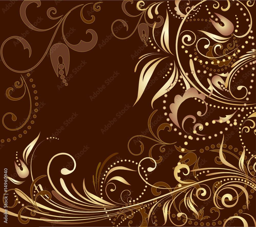 Floral background. Gold collection