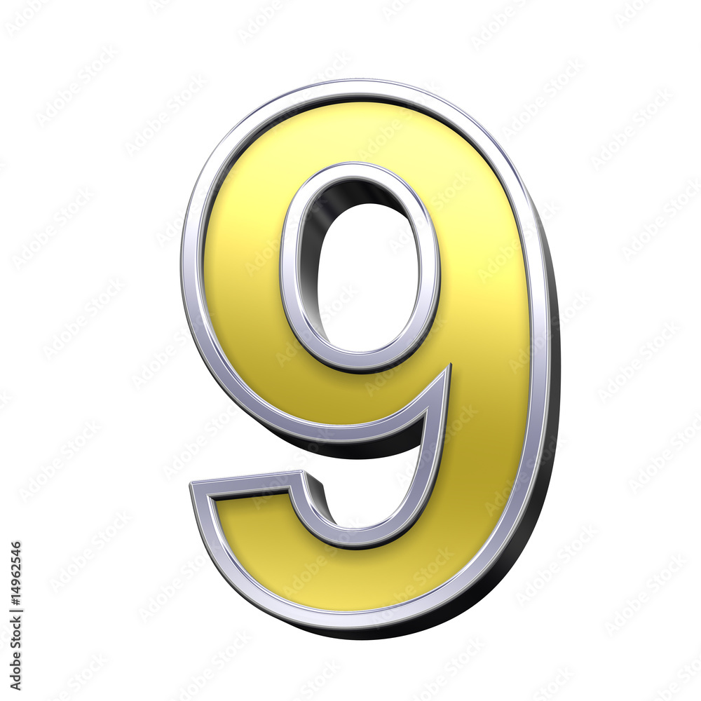 One digit from gold with chrome frame alphabet set One digit from gold with chrome frame alphabet set