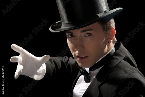 young magician with high hat