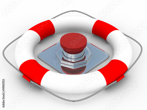 red button on a white backg...