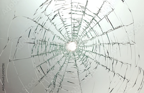 Broken car glass of windscreen