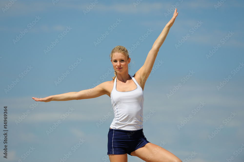 Sporty young woman exercising outdors Sporty young woman exercising outdors