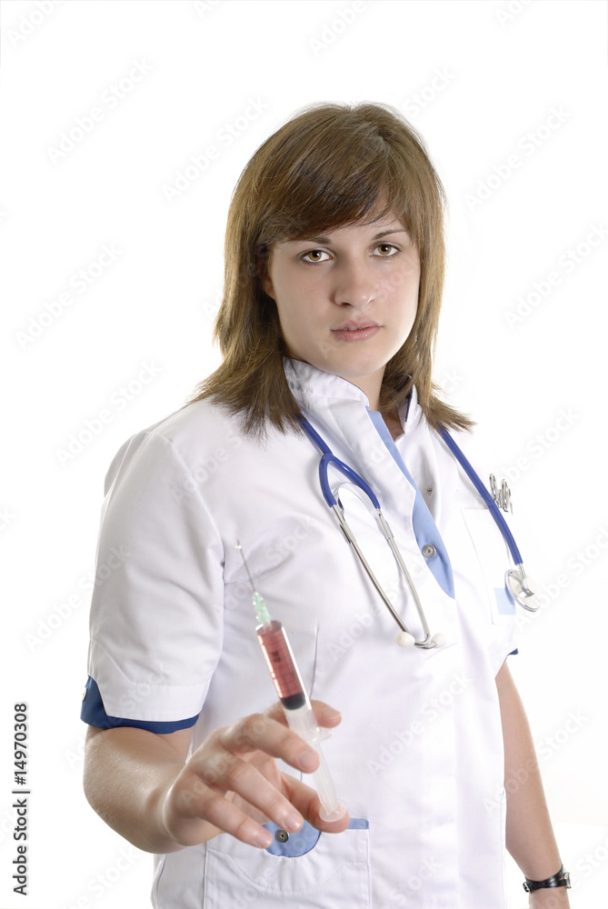 jeune infirmière avec seringue jeune infirmière avec seringue