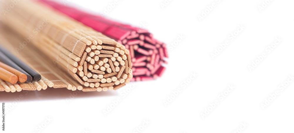 Chopsticks and bamboo mats for asian food Chopsticks and bamboo mats for asian food