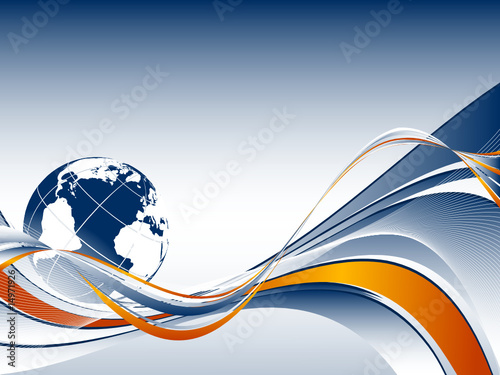 abstract vector web background with flowing lines and globe