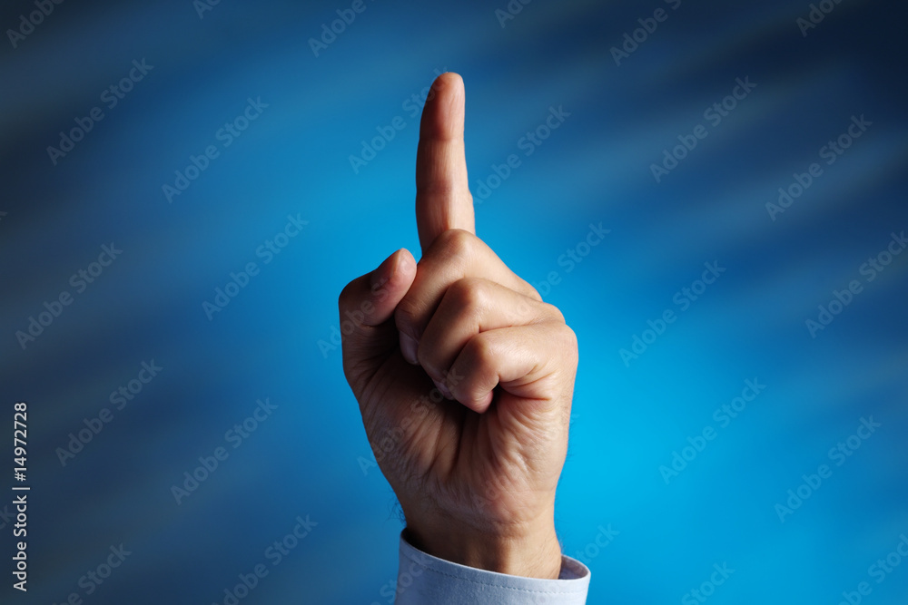 Hand gesturing number one