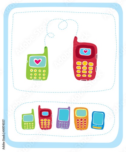 Color mobile phones an illustration on white