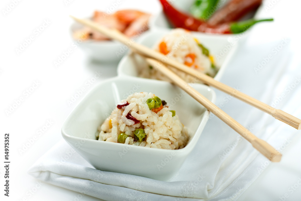 Rice, dish with carrots, corn and pepper Rice, dish with carrots, corn and pepper