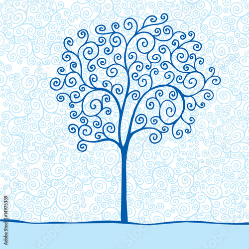 Abstract tree costing on a snow, a beautiful background