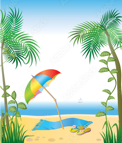 Idyllic tropical beach - vector illustration
