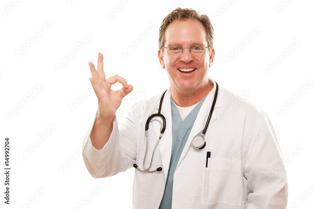 Male Doctor Giving the Okay Sign with His Hand Male Doctor Giving the Okay Sign with His Hand