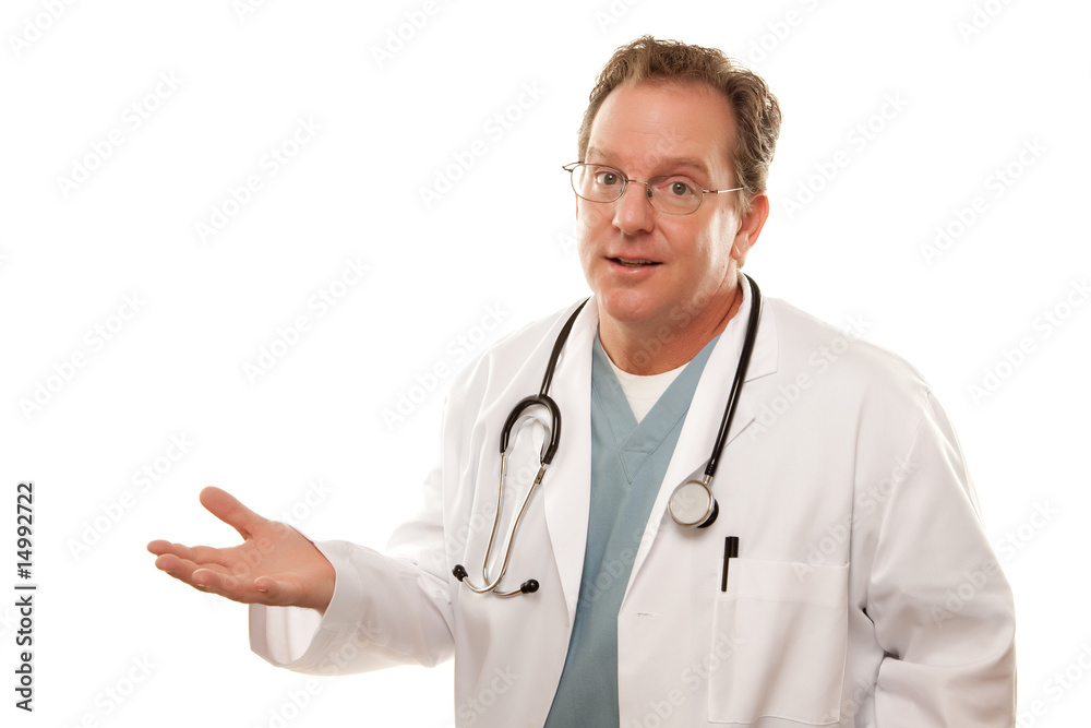Male Doctor with Concerned Look on White Male Doctor with Concerned Look on White