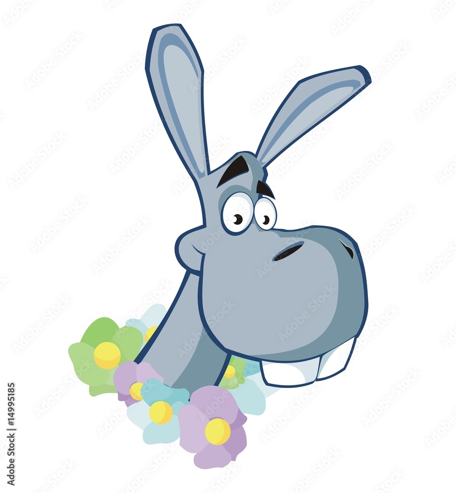 Obraz premium funny donkey with flowers