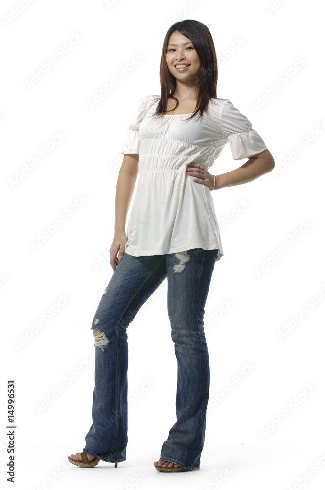Full length image of a cute smiling asian woman posing, Full length image of a cute smiling asian woman posing,
