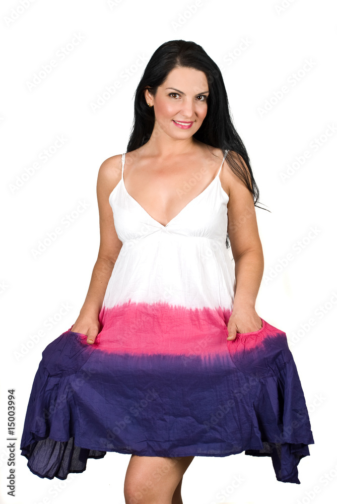 Naklejka premium Beautiful woman in summer dress