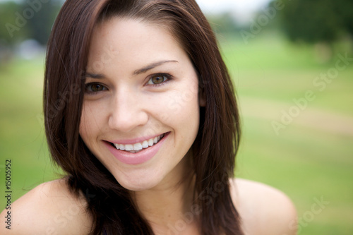 Fresh Faced Girl With Green Background