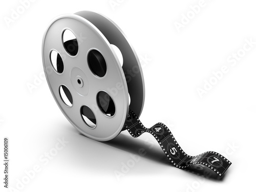 Reel of 35mm motion picture film on a white background